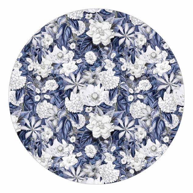 Behangcirkel White Flowers In Front Of Blue