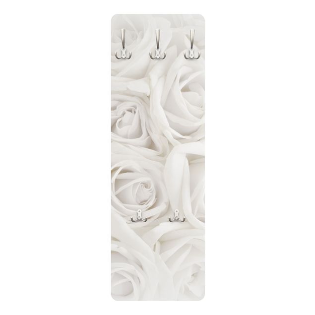 Wandkapstokken houten paneel White Roses