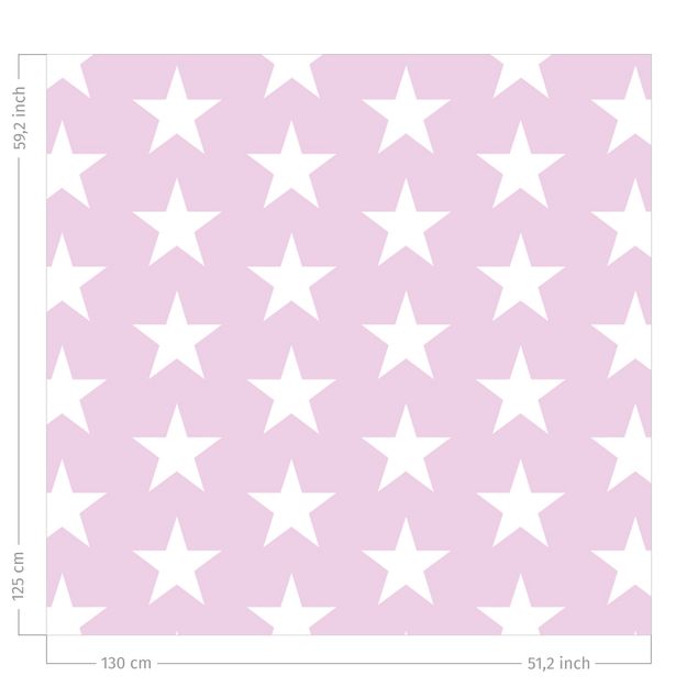 Gordijnen met patroon White Stars On Light Pink