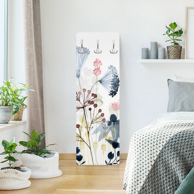 Wandkapstokken houten paneel Wildflower Watercolour I