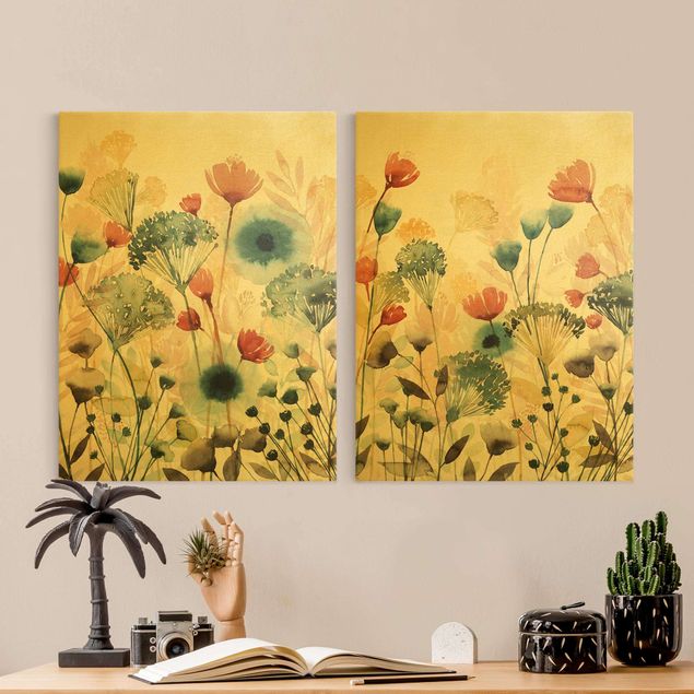 Canvas schilderijen - 2-delig  Wild Flowers In Sommer Set I