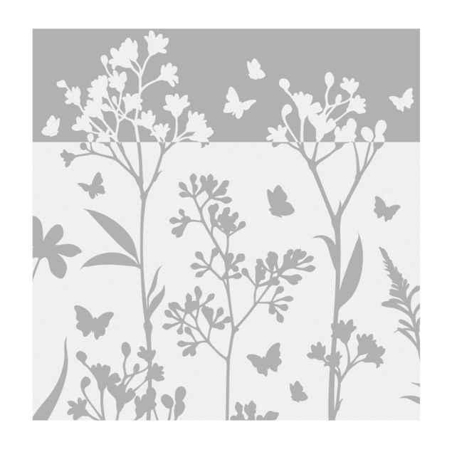 Window film - Wilde bloemen met vlinders grenzen