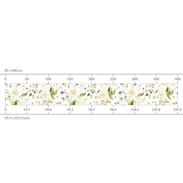 Keukenachterwanden - Wildflowers and White Roses Watercolour Pattern