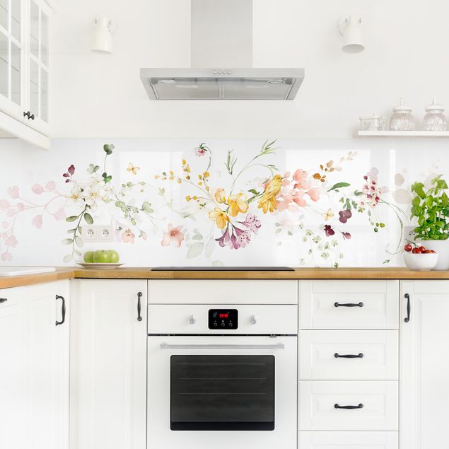 Achterwand voor keuken Wildflower Tendril Watercolour