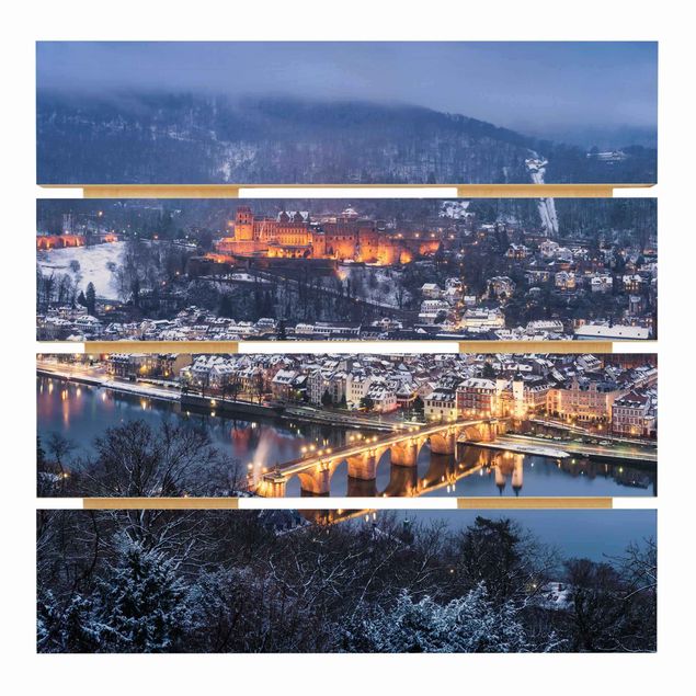 Houten schilderijen op plank Heidelberg In The Winter