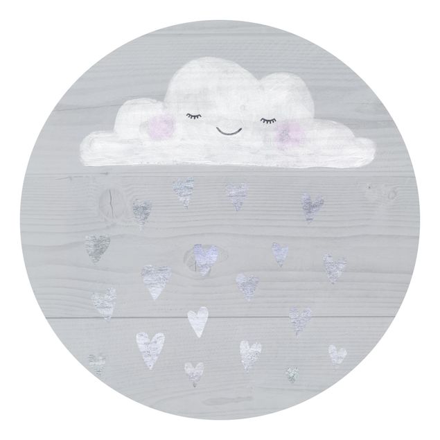 Behangcirkel Cloud With Silver Hearts
