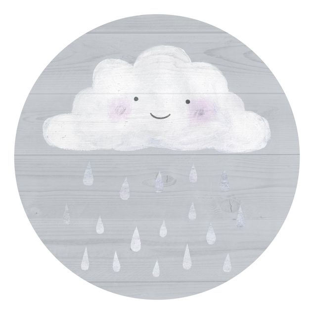 Behangcirkel Cloud With Silver Raindrops