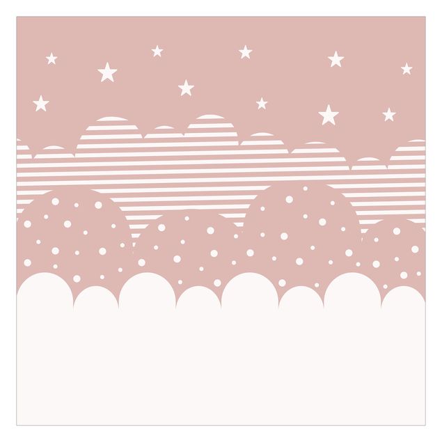 Fotobehang - Clouds and Stars - pink