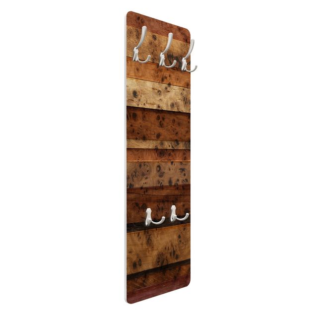 Wandkapstokken houten paneel Woody Birdseye coat rack