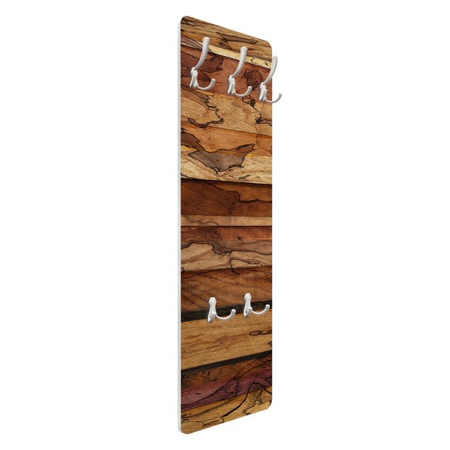 Wandkapstokken houten paneel Woody Flamed coat rack