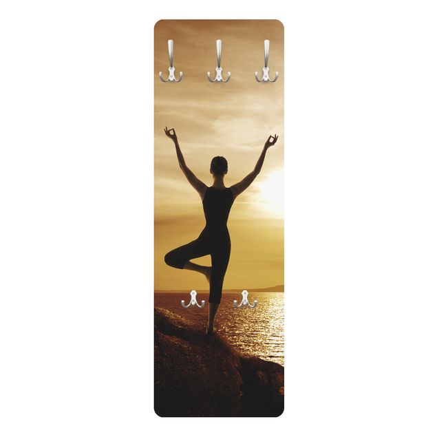 Wandkapstokken houten paneel Yoga