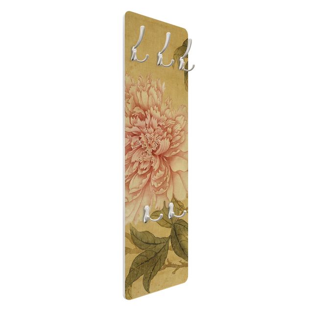 Wandkapstokken houten paneel Yun Shouping - Chrysanthemum