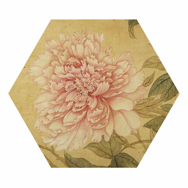 Hexagons Aluminium Dibond schilderijen - Yun Shouping - Chrysanthemum