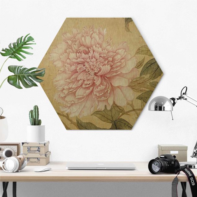 Hexagons Aluminium Dibond schilderijen - Yun Shouping - Chrysanthemum