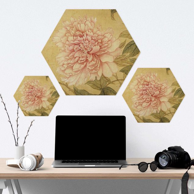 Hexagons Forex schilderijen - Yun Shouping - Chrysanthemum