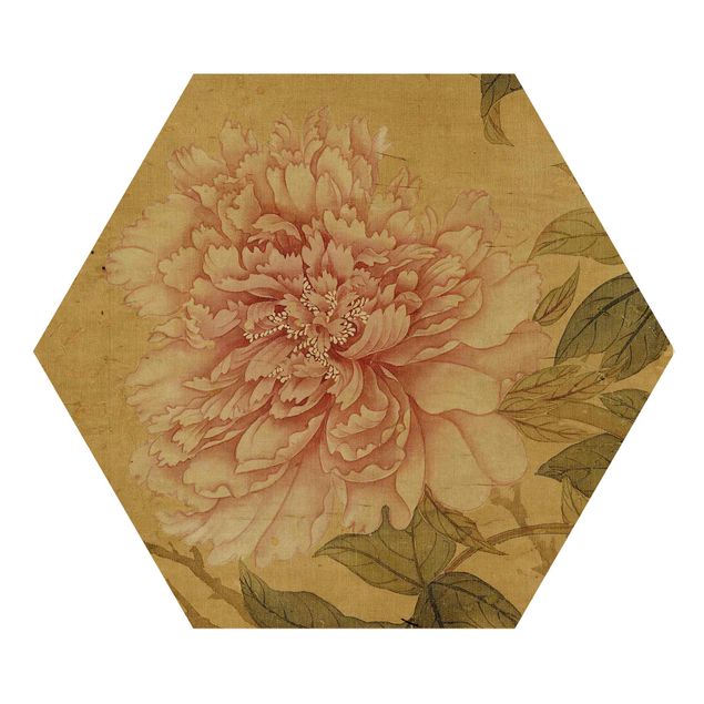 Hexagons houten schilderijen - Yun Shouping - Chrysanthemum
