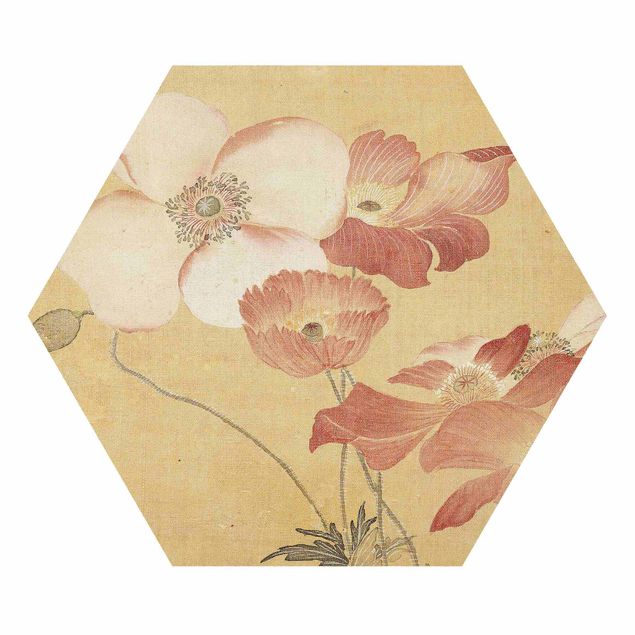 Hexagons Forex schilderijen - Yun Shouping - Poppy Flower