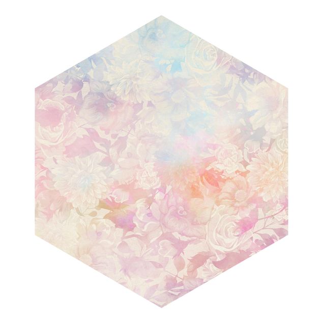 Hexagon Behang Delicate Blossom Dream In Pastel