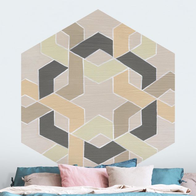 Hexagon Behang Delicate Oriental Star Pattern