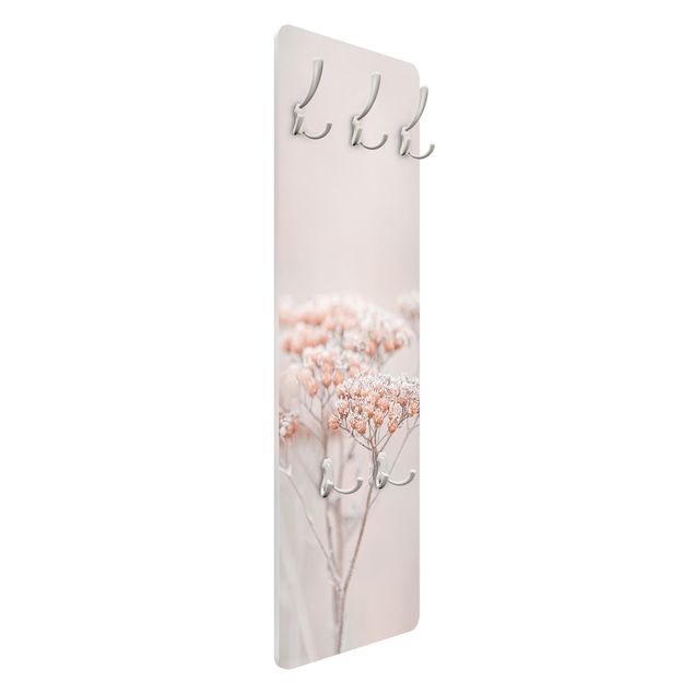 Wandkapstokken houten paneel Pale Pink Wild Flowers