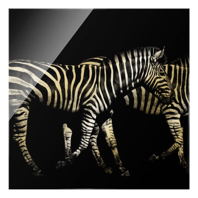 Glasschilderijen Zebra In The Dark