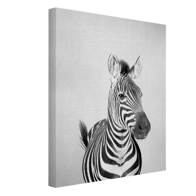 Leinwandbild - Zebra Zilla Schwarz Weiß - Hochformat 3:4
