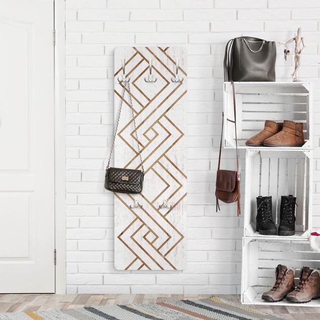 Wandkapstokken houten paneel - Zigzag Pattern on Wood