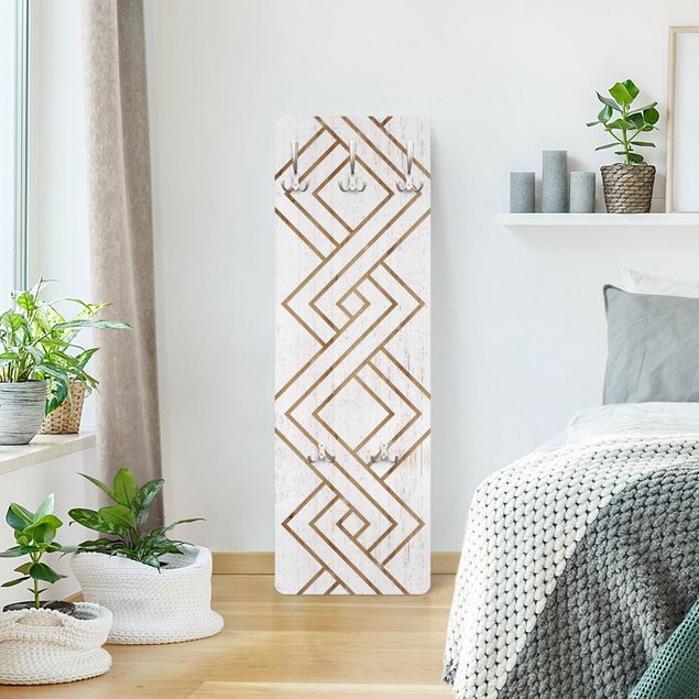 Wandkapstokken houten paneel - Zigzag Pattern on Wood